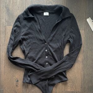 Wilfred Black Ribbed Long Sleeve Bodysuit